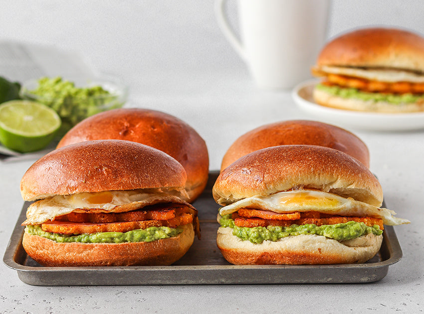 Peameal Bacon, Egg and Guacamole Breakfast Sandwich