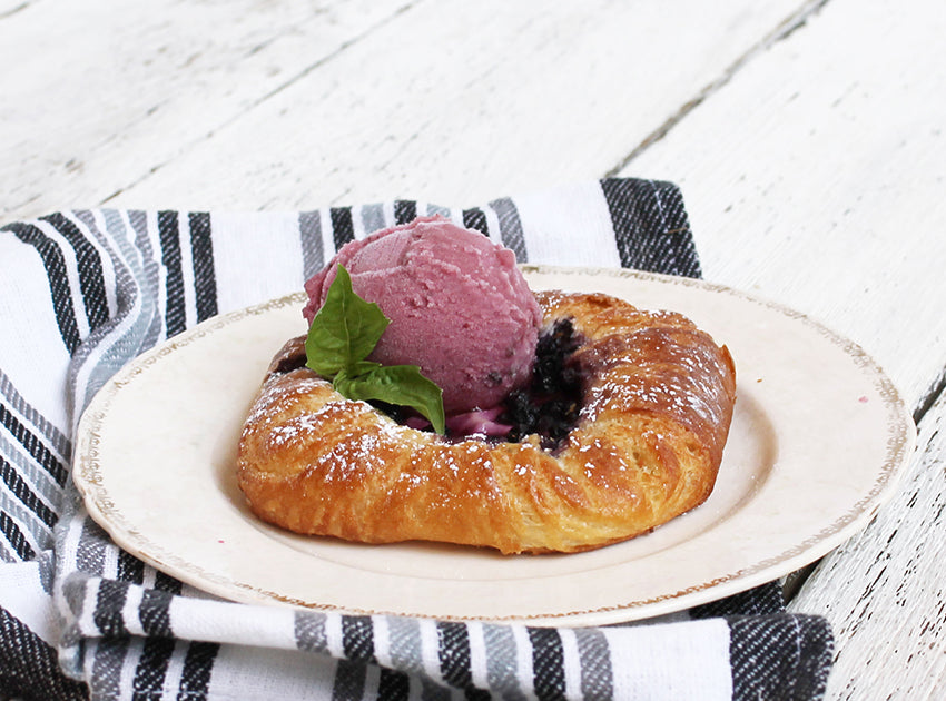 Wild Blueberry & Custard Danish with Blueberry Basil Gelato