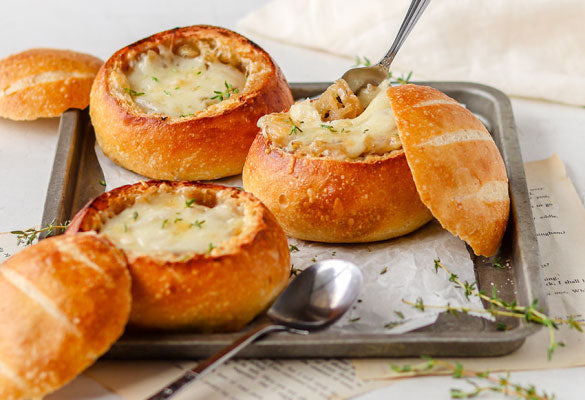 French Onion Soup in Sourdough Buns