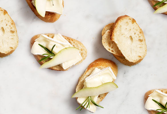Brie, Pear & Rosemary Crostini