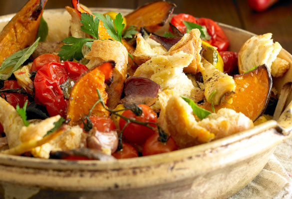 Warm Vegetable Panzanella Salad