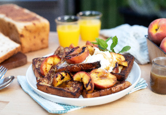 Cinnamon French Toast & Brown Sugar Grilled Peaches
